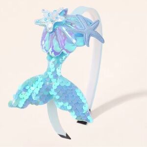 Mermaid Tail Aqua Blue Sparkling Sequin Headband for Girls